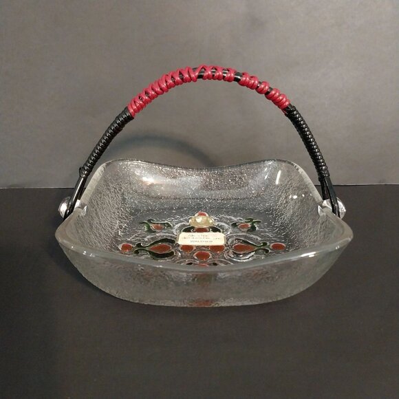 Walther Glass Crystal Dish With Handle Bowl Basket West Germany Vintage - Picture 2 of 6
